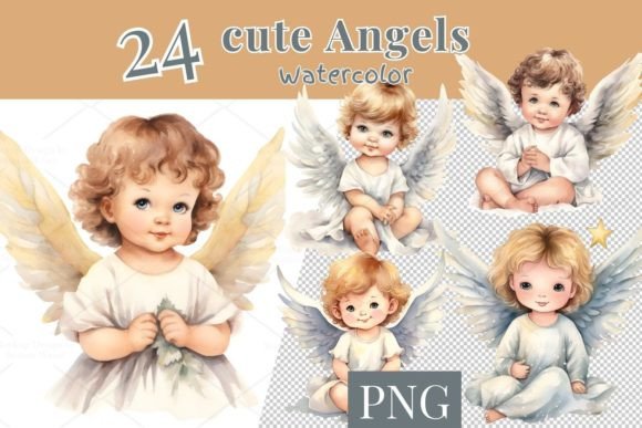 24 Watercolor Cute Baby Angels: Illustrations Review