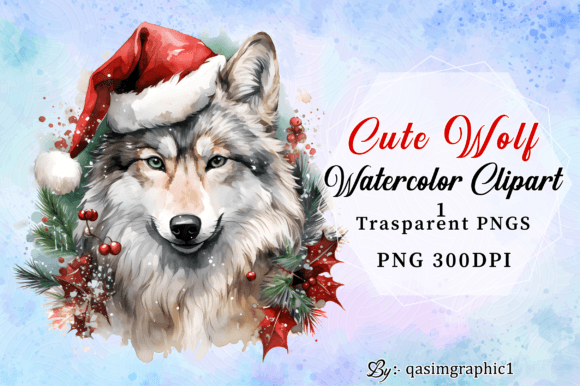 Cute Wolf Watercolor Illustrations for Sublimation