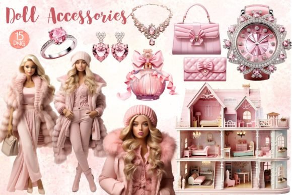 Doll Accessories Watercolor Sublimation Illustrations