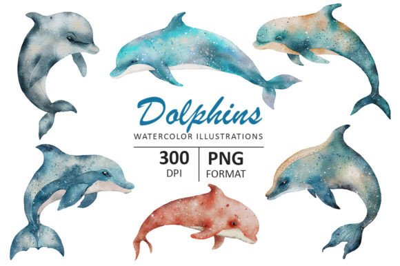 Dolphin Watercolor Illustration for Brand Illustrations