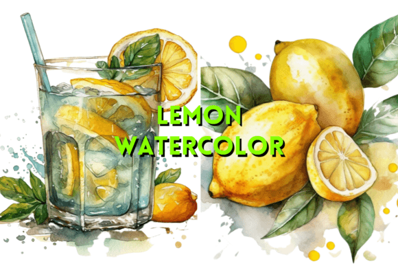 Lemon Fruit Watercolor Citrus Clipart Illustrations
