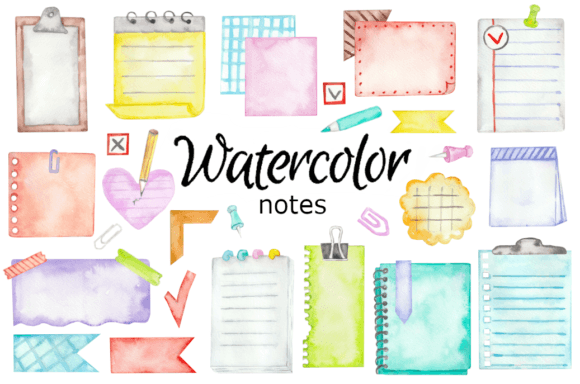 Notes Watercolor Clipart: Illustrations for Branding