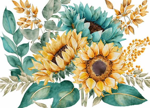 Sunflowers Watercolor Illustrations for Brand Design