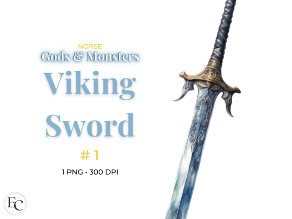 Viking Sword Watercolor Weapon Clipart Illustrations