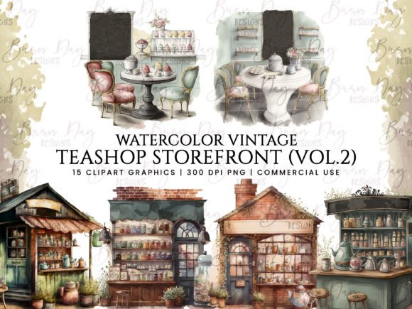 Vintage Teashop Illustrations for Crafters