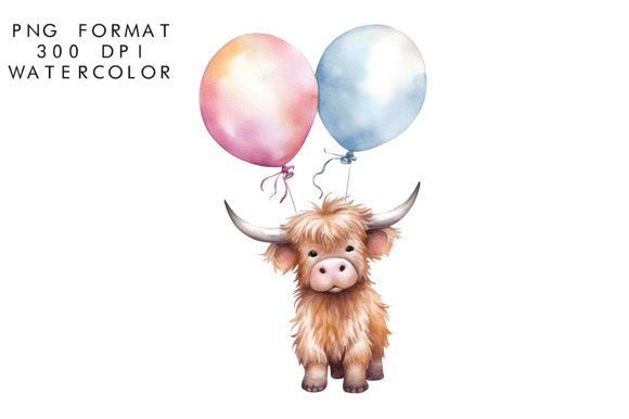Watercolor Baby Highland Cow Illustrations for Blogs