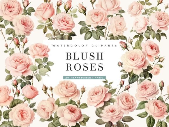 Watercolor Blush Roses Clipart Bundle: Illustrations Review