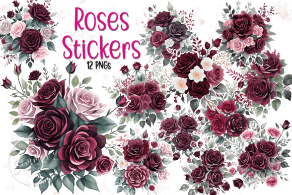 Watercolor Burgundy Red Roses Illustrations Review
