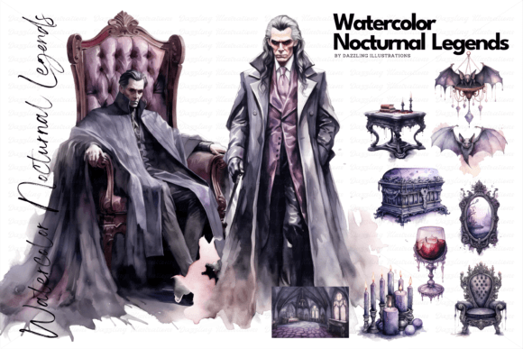 Watercolor Dracula Vampire Halloween Set Review