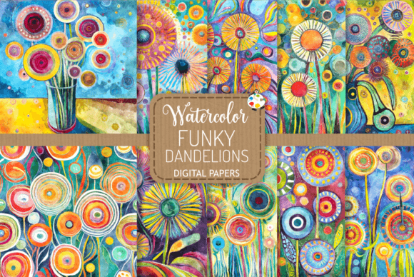 Watercolor Funky Dandelions Set 2 Illustrations Review