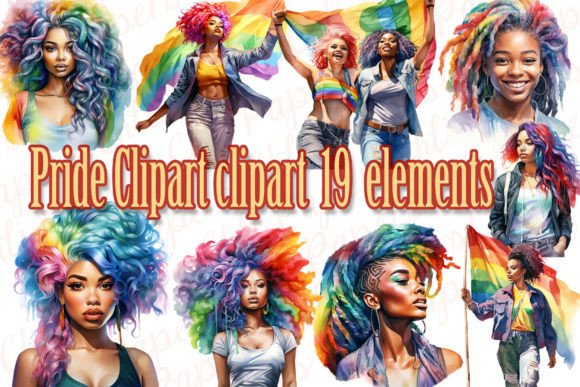 Watercolor Lesbian Couples Illustrations for Crafters