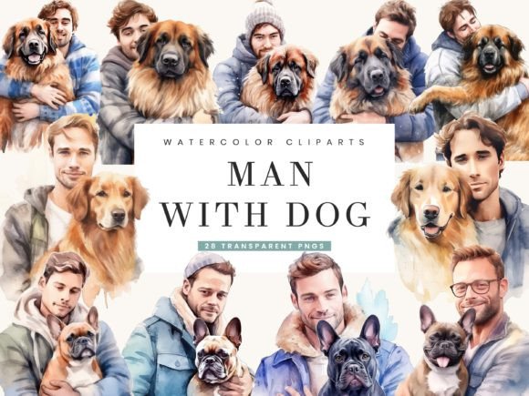 Watercolor Men with Dog Clipart Bundle Review