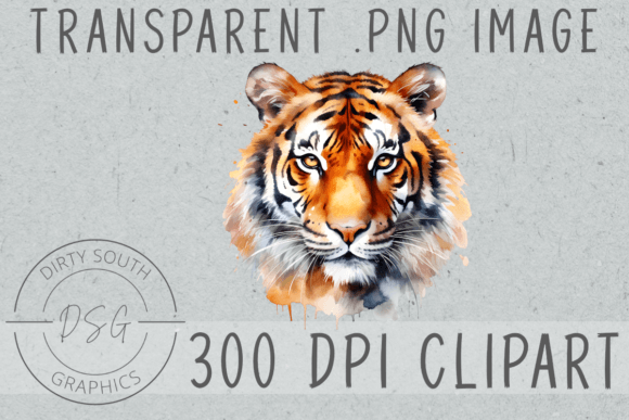 Watercolor Tiger Illustrations for Handmade Crafts