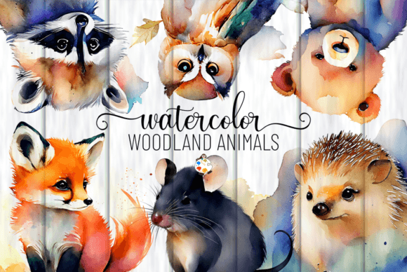 Woodland Animals: Watercolor Clipart for Embroidery